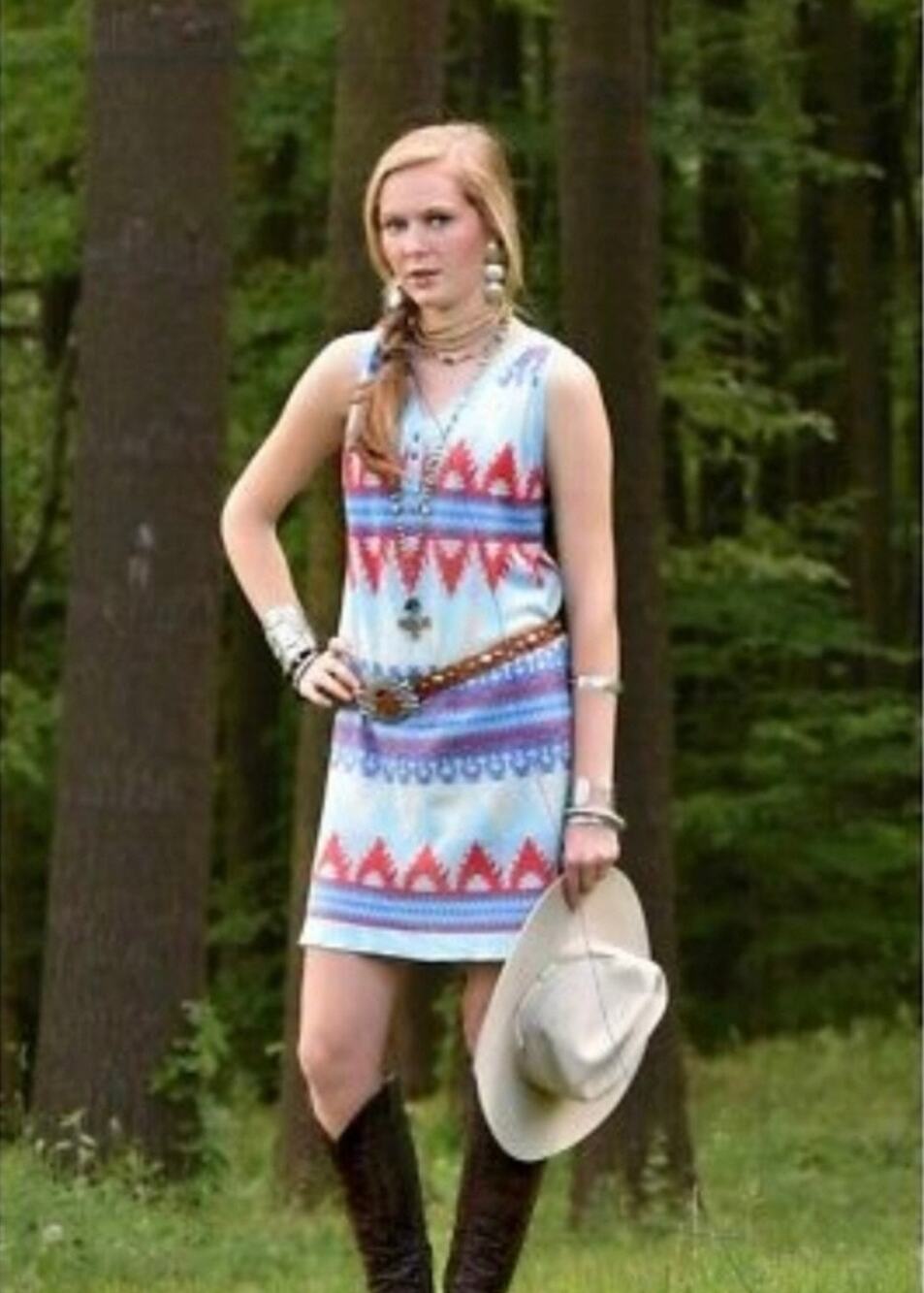 Tasha Polizzi Collection Sonoma Sweater Dress Women's Medium Western Aztec Blue